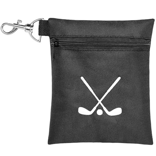 Golf Tee Bag, Waterproof Golf Tee Pouch with Rotating Clip, 6.9×5.4” Black