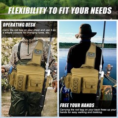 Portable Backpack Waist Bag Rod Holder Fly Fishing Sling Crossbody Fanny