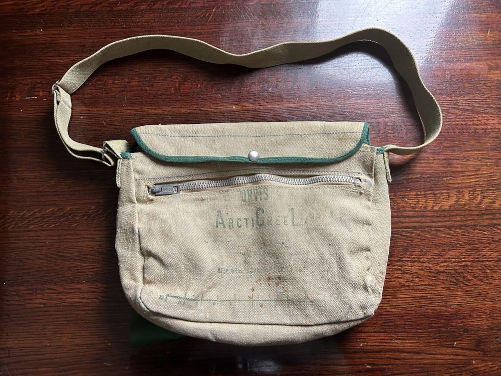 Vtg ORVIS ARCTICREEL Self-Cooling Creel Scotch Flax Fishing Crossbody Bag Arctic