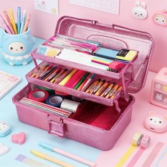 Glitter Purple 3 Layer Craft Storage Box, Purple Tackle Box Organizer | Pink