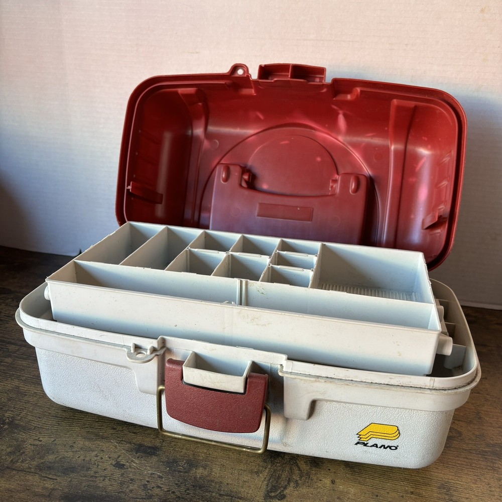 Vintage Plano Tackle Box 6102 2 Tier Fold Out Tray Fishing Fishing Gear USA