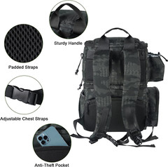Fishing Tackle Backpack with Cooler, Large Fishing Bag with Rod Holders for 4 T