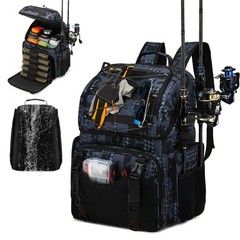45l Fishing Backpack with Cooler, Rod Holders, Rain Cover and Storage