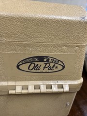 Vintage Old Pal Tackle Box Tan Made In USA Bi-fold 6 Trays Collectible W LURES