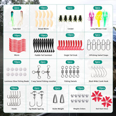 126pcs Fishing Lures Kit Tackle Box Bass Trout Gear Set w Guide Book