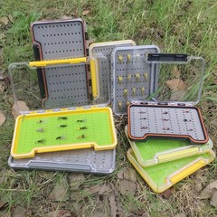 2 PCS Waterproof Fly Fishing Box Slim Silicone Clear ABS Lid h048l Orange