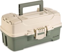 Durable One-Tray Tackle Box in Green/Tan with Rust-Proof Brass Latch for Anglers