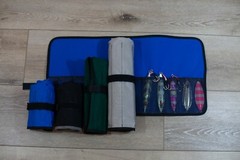1 Fishing 12 Pocket Lure Bag Roll-Up Slow Flat Fall Vertical Jig Wrap Size M