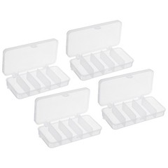 4pcs Fishing Tackle Box 5-Grid Fish Bait Hooks Accessory Storage Case Clear