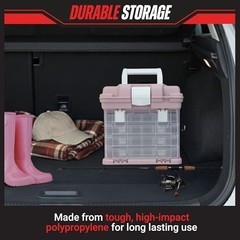 Portable Tool Box – Small Parts Organizer with Drawers and Customizable Pink