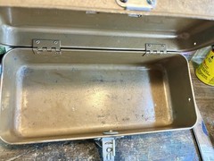 Vintage SWANCO USA Metal Tool Box Hammered Brown Steel Heavy Duty Latch