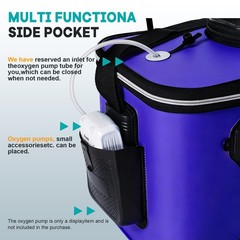 Foldable Fishing Bucket 6Gal EVA Waterproof Fishing Bait Storage Box W/ Top Mesh