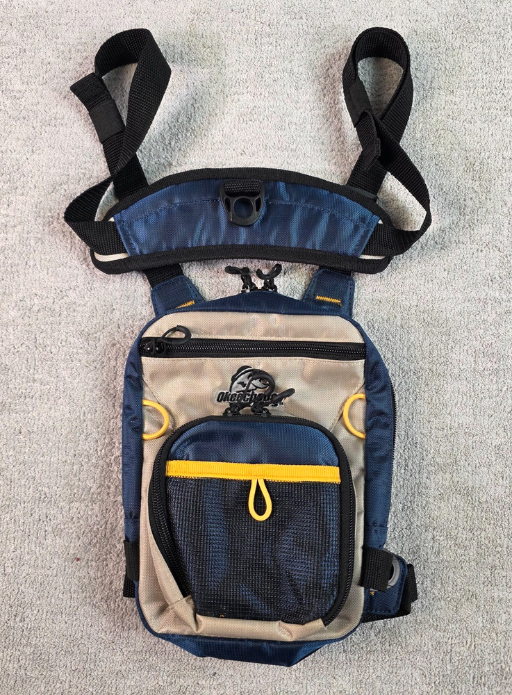 Okeechobee Fats Fly Fishing Chest Pack Blue/Tan Small Polyester Bag *New*