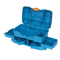 Medium Fishing Tackle Box 14 Inches Plastic Blue Storage Organizer Case with