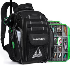 Fishing Backpack 2 * 3700 Tackle Boxes 40L Waterproof Tackle Backpack with Rod H