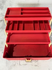 Vintage Artifax by Plano Tackle Box 770 Red w/ Tan 3 Trays Fishing Box 14″
