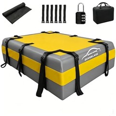 21 Cubic Feet Car Roof Cargo Carrier Bag – Waterproof – Yellow Gray – Yellow