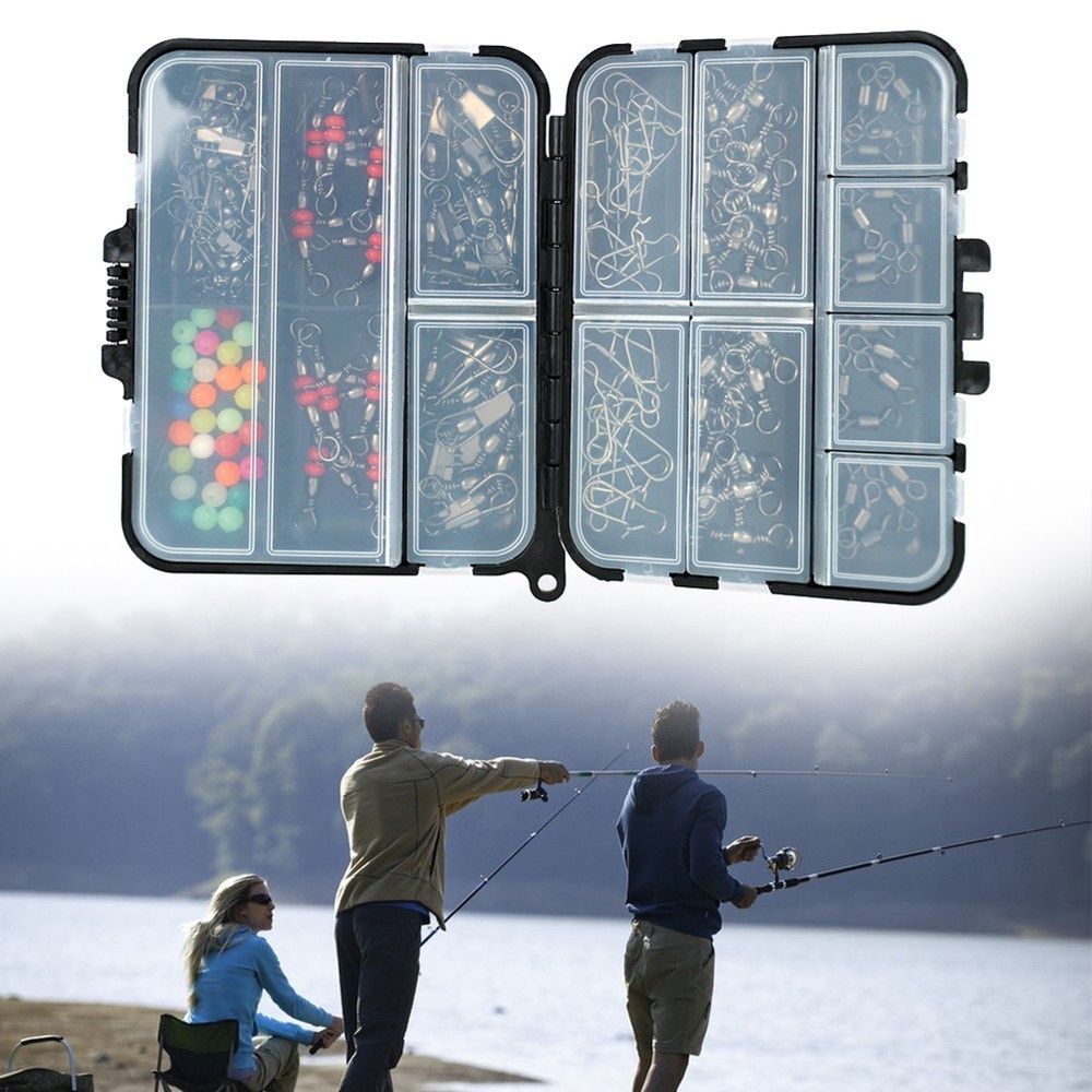 Fishing Tools Kit 140pcs with Swivels Beads Pins Center Pass for Fishing Setup