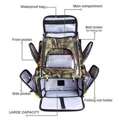 Fishing Backpack Tackle Box Bag With Rod Holder Boxes 60l Foldable Fishing Chair