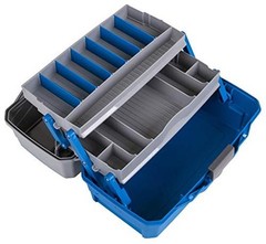 Outdoors 6382 Tackle Box, 15 Compartments, Blue and Gray | Cantilever 2 2-Tray