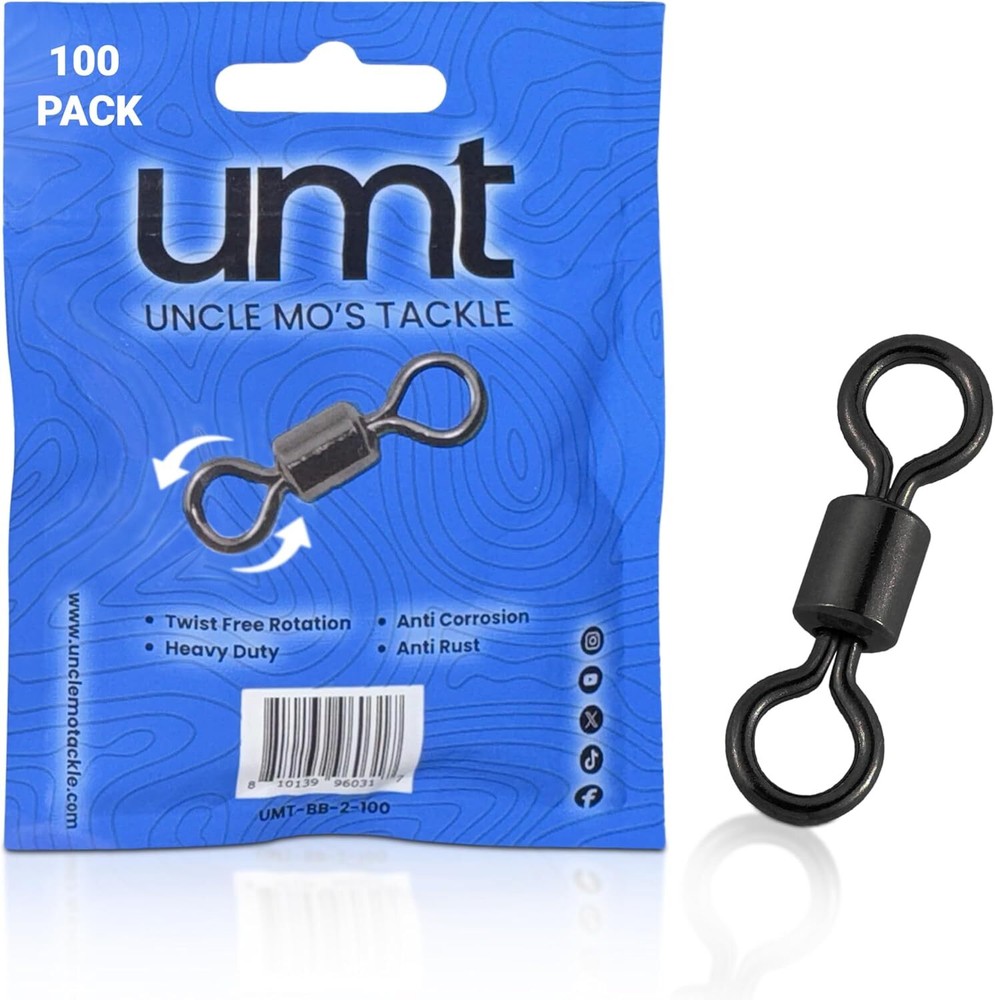 UMT 100pcs #3 65ib Fishing Barrel Swivels Stainless Steel Fishing Tackle