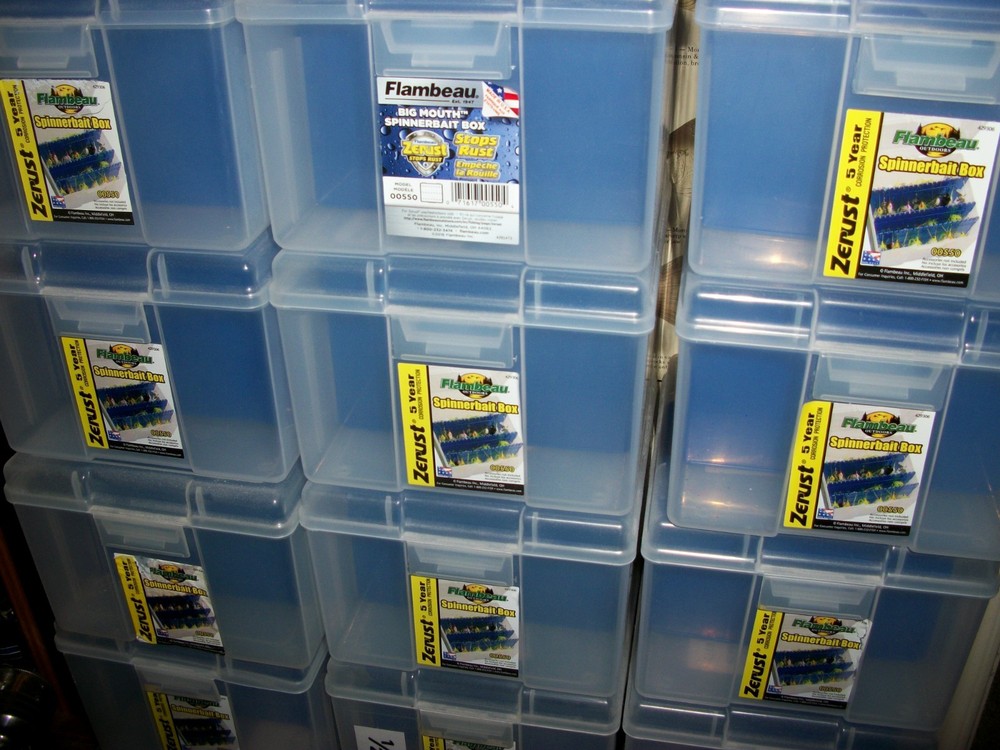 75 Flambeau Big Mouth Spinnerbait Boxes, used in excellent condition