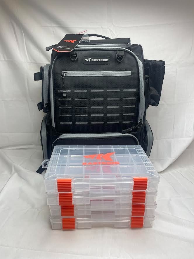KastKing Bait Boss Pro Fishing Tackle Backpack with Rod Holders, 4 Tackle Box…