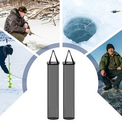 2 PCS 35.4 Inch Ice Fishing Well Catching Basket 8 Inch Mouth Storage Net Bag