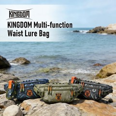 KINGDOM Fishing Waist Pack – Black Water-Resistant Tackle Storage Bag with