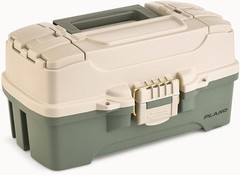 Durable One-Tray Tackle Box in Green/Tan with Rust-Proof Brass Latch for Anglers