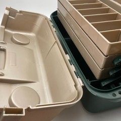 PLANO 8600 Vintage Large Fishing Tackle Box 6 Tray Green Tan Hard Case Made USA