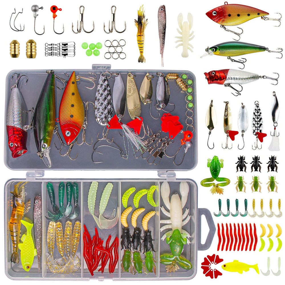 GOANDO Fishing Lures Kit for Freshwater Bait Tackle Bass 78pcs, 78