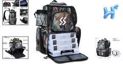 Fishing Tackle Backpack 10.6X7X1.65 Inches Waterproof Nylon Storage Compartments