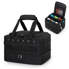 HODRANT Double-layer Fishing Line Storage Bag, & 12 x 10 x 7.5 in, Black