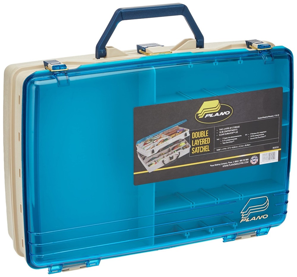 Two-Level Tackle Box Satchel, Premium Fishing Gear Storage Organizer, Durable De