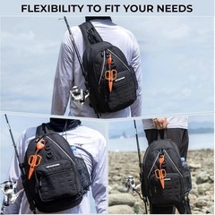 KastKing Karryall Fishing Sling Tackle Bag Black Water-Resistant Nylon 5P 15″