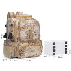 Fishing Camouflage Khaki Standard Size 4 Tackle Boxes Included 900d Nylon