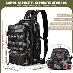Dolodomy Fishing Backpack With 9.8inx7.8inx16in, 25cmx20cmx41cm, Gray Camo