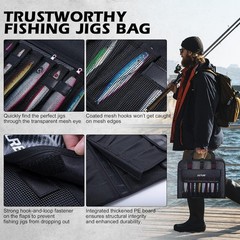 Fishing Jig Bag 34 Mesh Pocket Detachable Lure Storage Bag Water-resistant 600D
