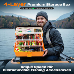 LARGE 4-LAYER TACKLE BOX WITH TACKLE INCLUDED, 547Pcs FISHING LURES KIT- PLIERS