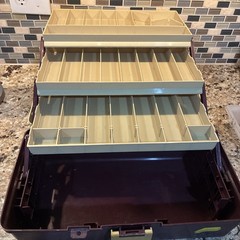 Plano 3300 Three Tray Fishing Tackle Box Tan & Burgundy