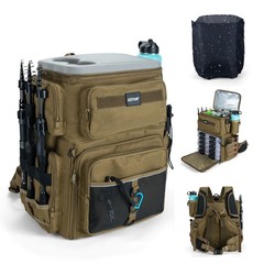 Fishing Backpack with Cooler, 66L 600D Tackle Backpack with 3 Rod Holders, EV…