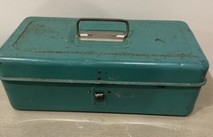 Vtg Liberty 12″ Steel Chest Metal Tackle Box Rochester NY Wing Trays USA Lot