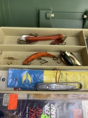 Vintage Plano Fishing Tackle Box 2110 Plastic 1 Tray with Grandpa’s Goodies Mix