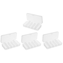 4Pcs 5-Grid Fish Bait Hooks Fishing Tackle Box Storage Accessory Case, Clear