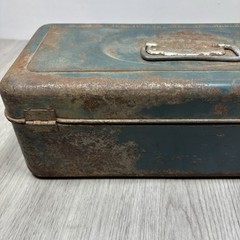 Vintage Steel Union Utility Chest Metal Tin Fishing Tackle Box Tool Tote
