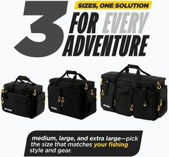 Extra Large Water-Resistant Fishing Tackle Bag with 20 Compartments – Black