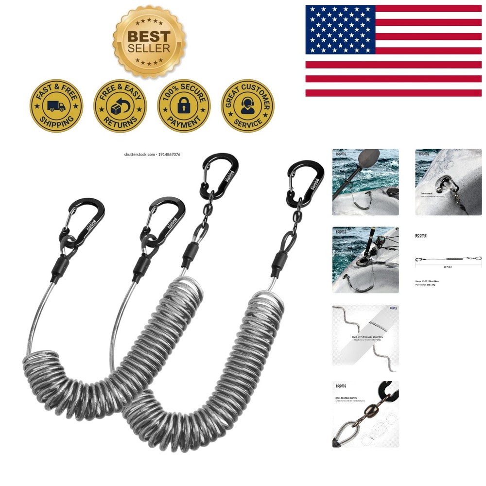 Alloy Steel Fishing Lanyard & Paddle Board Leash – Adjustable 20-79 inches Long