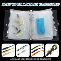 Fishing Tackle Binder Bags – Waterproof Worm Wallet with 20 Clear Pockets for Ba