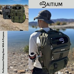 Baitium Fishing Backpack – 40L Tackle Bag with Cooler and Rod Holder Perfect for